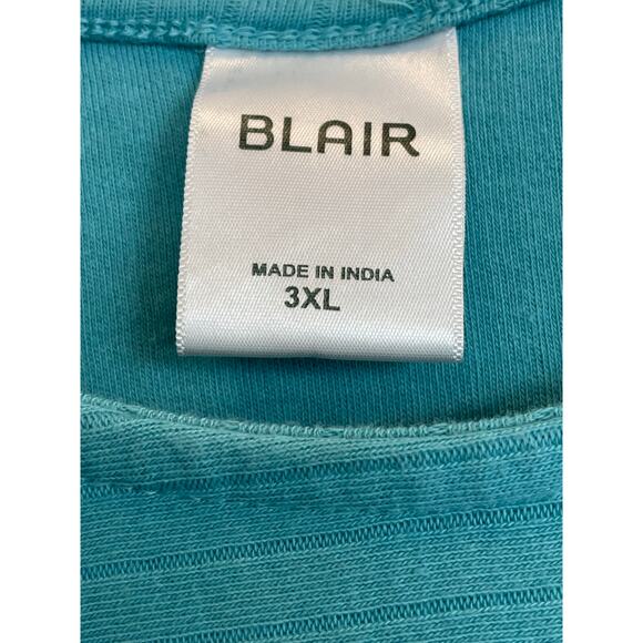 Blair Turquoise ribbed design long sleeve top button detail 3X - Picture 3 of 9